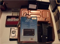 Box of mostly new office items calculators