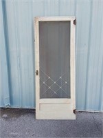 Rare antique Screen Door w/Aluminum Grillework