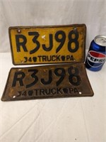 1934 Pennsylvania Matching Truck Plates