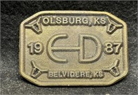 1987 SOLID BRASS ANCHOR D BELT BUCKLE