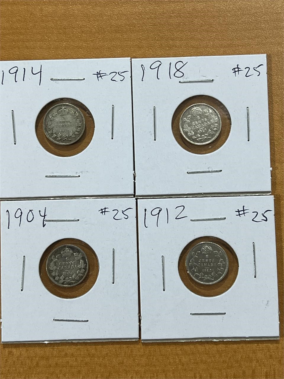 4- Cdn $.05 Coins (1904-1918)