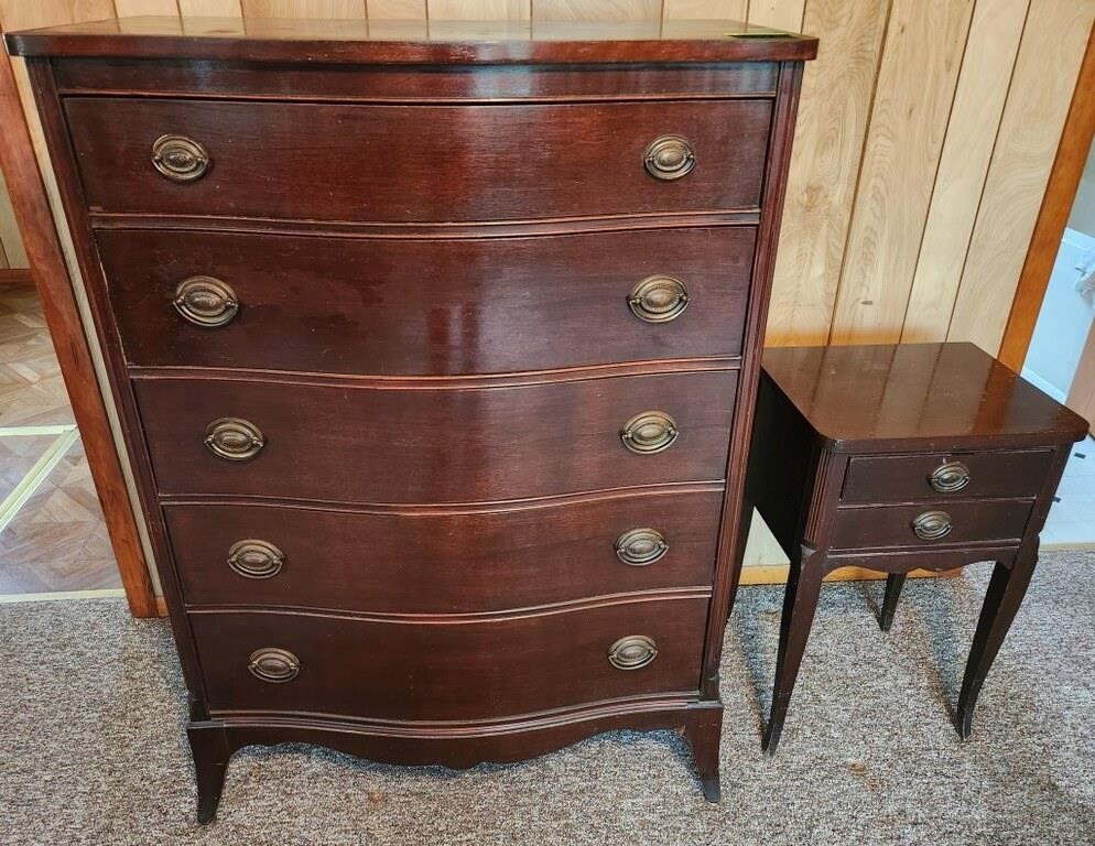 1940s Five-Drawer Chest & Night Stand