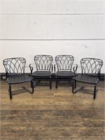 Woodard Floral Wrought Iron Spring Lounge Chairs