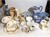 Lot of Pottery Plates Pitcher Vases Planter