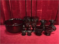 Red Glass Tableware - 11pcs