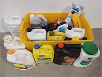 Tote of Oil, Coolant, & Other Chemicals