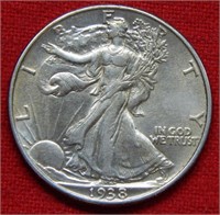 1938 Walking Liberty Silver Half Dollar