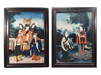 2 Chinese Reverse on Glass Paintings, 19th Century