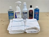 Cleaning products, aloe and towels