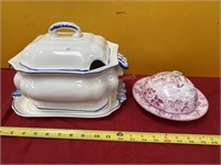 Wedgewood Butter Dish & Soup Tourine, each chipped