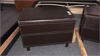 LEATHER-WRAPPED SIDE TABLES WITH 2 DRAWERS