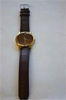 Brown, Gold Plated Watch