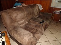 suede double recliner w/ electronic controller