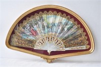 Hand Painted Ornate Hand Fan & Display Case