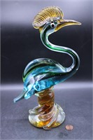 Vintage VIBRANT Hand-Blown Art Glass Heron