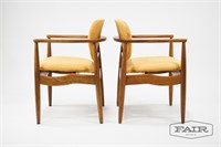 Pair of Orange Upholstered Armchairs