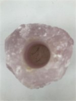 Rose quartz rough stone tealight votive holder
