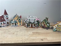 Lot2“Snow Village” Hand Painted Light Up Buildings