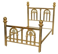 Antique Cannonball Brass Bed w/ Rails