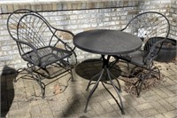 Patio Table and 2 Spring Steel Chairs