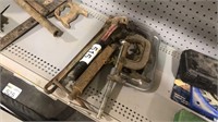 4- C-Clamps (Various Sizes), 1- Claw Hammer,