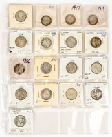 Coin 17 Silver Canadian Quarters PO-BU