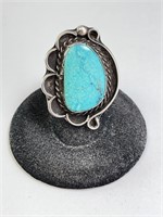 Large Vintage Native Turquoise Ring 11 Gr Size 7