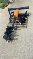New Skid Steer Post Hole (2) Augers Attachment