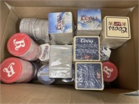 BOX OF MISC COASTERS - COORS/RICKARDS/BELGIAN