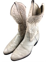 Cream Leather Texas Cowboy Boots Sz 10.5 D