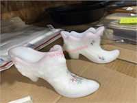 Two Fenton Hand Painted Shoes