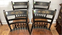 4 Hitchcock black/gold decorative wood chairs,