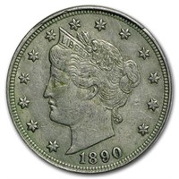 1890 Better Date XF Grade V Nickel