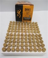 (100) Rounds of Browning 9mm luger 115 grain FMJ