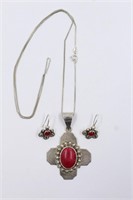 Marked .925 Silver Mexico Necklace & Earrings