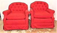 Pair of Swivel Tuft Back Vintage Arm Chairs