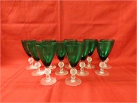 Green glass footed glasses(11)