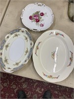 Vintage hand-painted plates and platters. Big one
