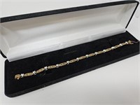 14KT  8.3g W/Y G & DIAMOND TENNIS BRACELET 7"