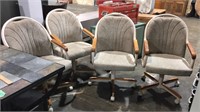 Four roller chairs,