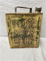 Plume Motor Spirit  2 gallon running board tin