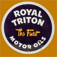 Vintage Royal Triton Motor Oil Porcelain Sign