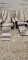 (2) Poly Adirondack Chairs & Folding Foot Rests
