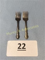 Two Sterling Silver Condiment Forks