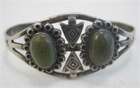 Navajo SS Turquoise Bracelet - Hallmarked