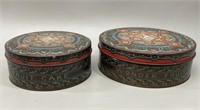 Pair of Women’s Circle Tins with Lids VTG