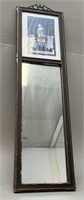 Antique Tall Narrow Hall Mirror w/Picture