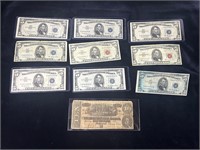 $5 Silver Certificates $5 Red Seal $10 Confederate