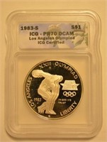 1983-S ICG PR70 DCAM LA Olympic Silver Dollar