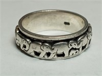 925 sterling silver elephant spinner ring size